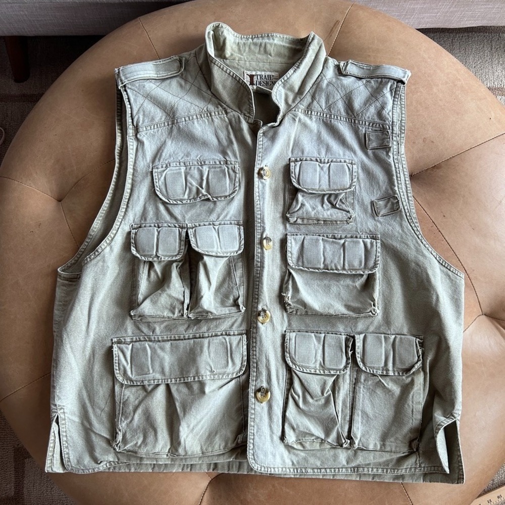 Trail Designs Vintage Utility Vest Mens XL Multi Pocket Gorpcore Fishing Safari